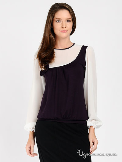 Блуза Mirella Sole, цвет цвет темно-фиолетовый / белый