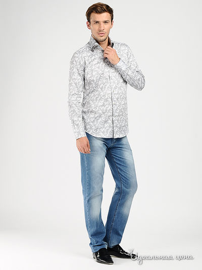 Рубашка VENTURO мужская, цвет серый / белый