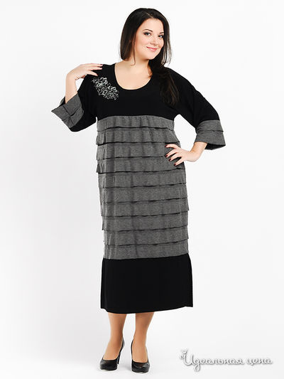 Платье Пава женское, цвет черный / серый
