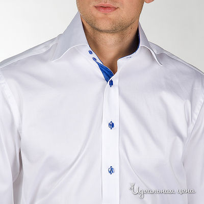 Мужская  рубашка белая с синей вставкой