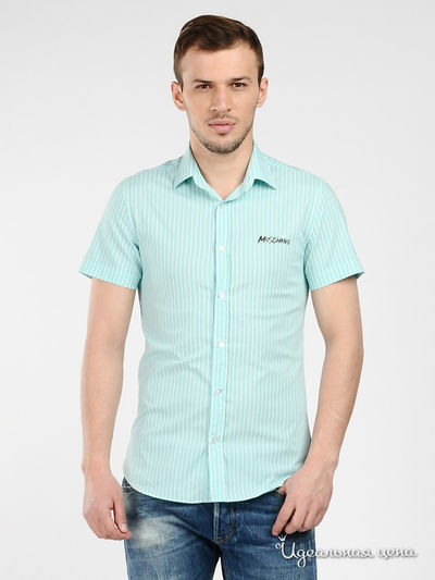 Рубашка Moschino, цвет цвет бирюзовый / принт полоска