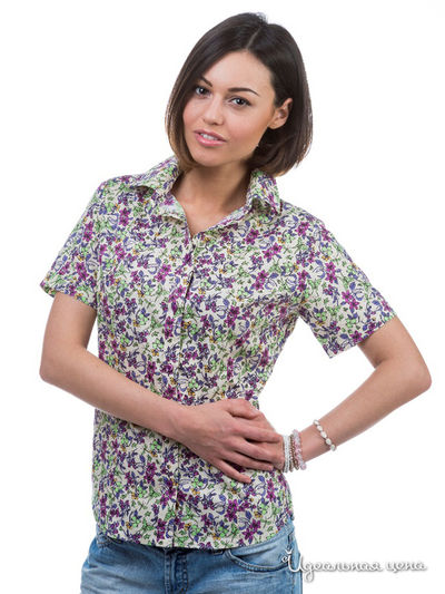 Рубашка Jess France, цвет цвет белый / фиолетовые цветы