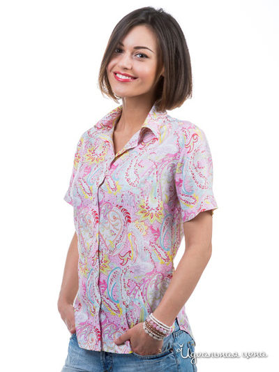 Рубашка Jess France, цвет цвет нежно-розовый/ принт огурец пейсли