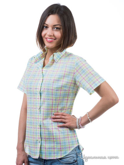Рубашка Jess France, цвет цвет салатовый/ принт клетка