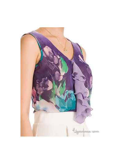 Блуза Remix, цвет принт цветы на фиолетовом