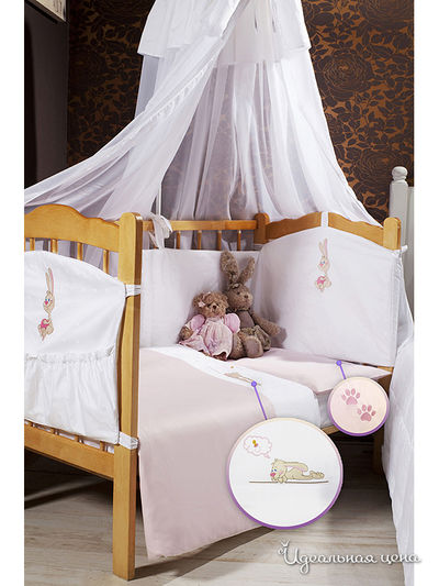 Комплект постельного белья в детскую кроватку Primavelle, цвет розовый