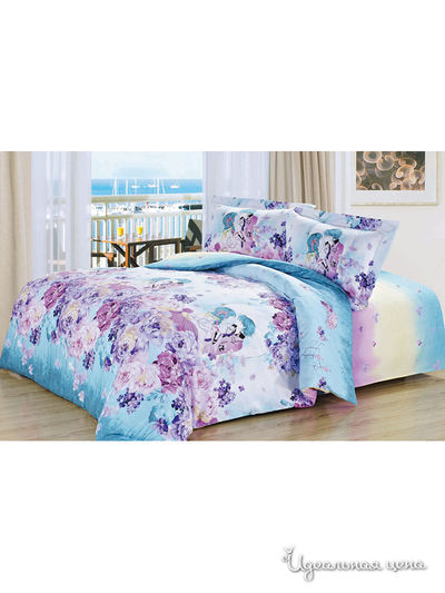 Комплект постельного белья, 1,5-спальный Softline, цвет голубой, розовый