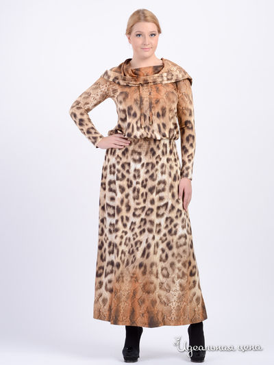 Платье МадаМ Т, цвет коричневый с бежевым