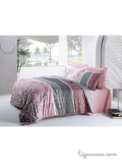 Комплект постельного белья 1,5-спальный Cotton Box, цвет розовый, серый