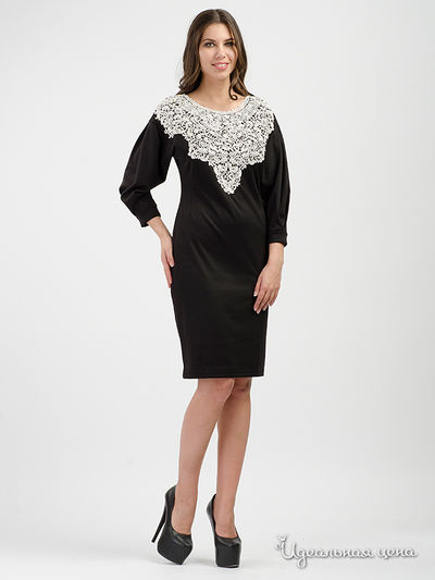 Платье Adzhedo, цвет черный/белая кружевная вставка