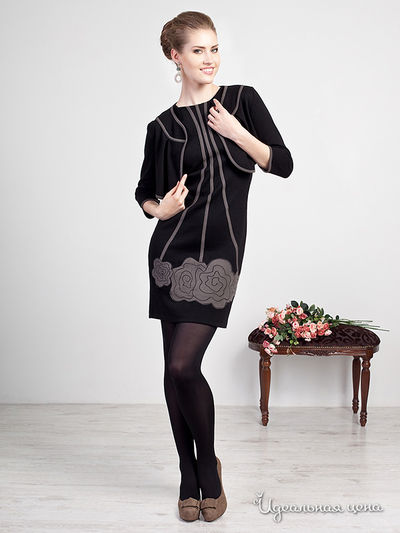 Платье Rita Mare, цвет чёрный, бежевый, аппликация