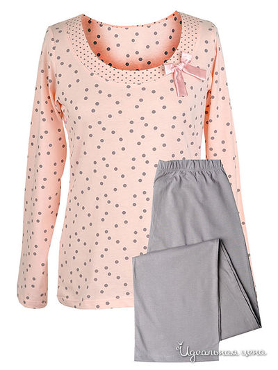 Пижама Muzzy, цвет персиковый/серый