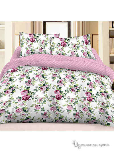 Комплект постельного белья, Семейный Famille, цвет белый, розовый