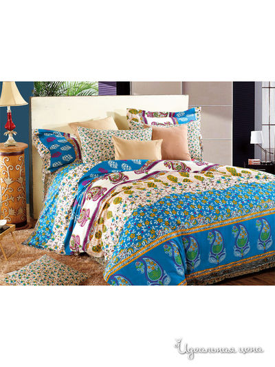 Комплект постельного белья, 1,5-спальный Valtery, цвет синий, бежевый