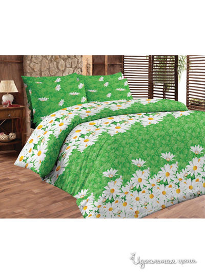 КПБ двуспальный Храмцовский текстиль, цвет зеленый, белый