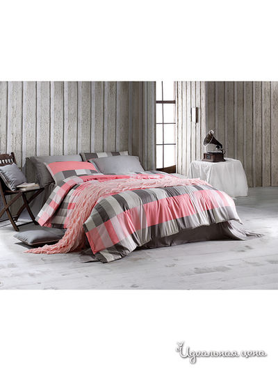 Комплект постельного белья Евро Issimo, цвет серый, розовый