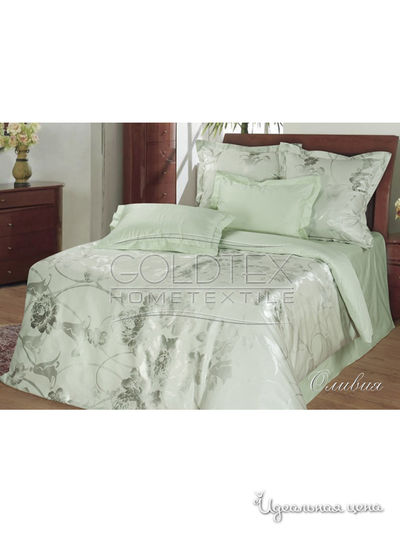 Комплект постельного белья евро Goldtex, цвет зеленый