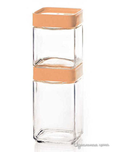 Набор контейнеров для сыпучих продуктов, 2 шт Glasslock, цвет apricot/transparent