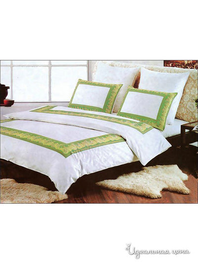 Комплект постельного белья Евро Kazanov.A., цвет белый, зеленый