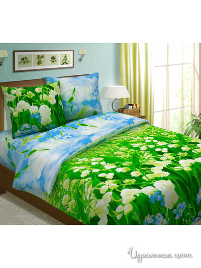 Комплект постельного белья 1,5 спальный Традиция Текстиля, цвет зеленый, голубой
