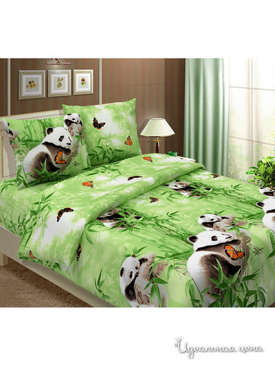 Комплект постельного белья семейный Традиция Текстиля, цвет светло-зеленый