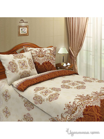 Комплект постельного белья, 2-х спальный Традиция Текстиля, цвет бежевый, коричневый